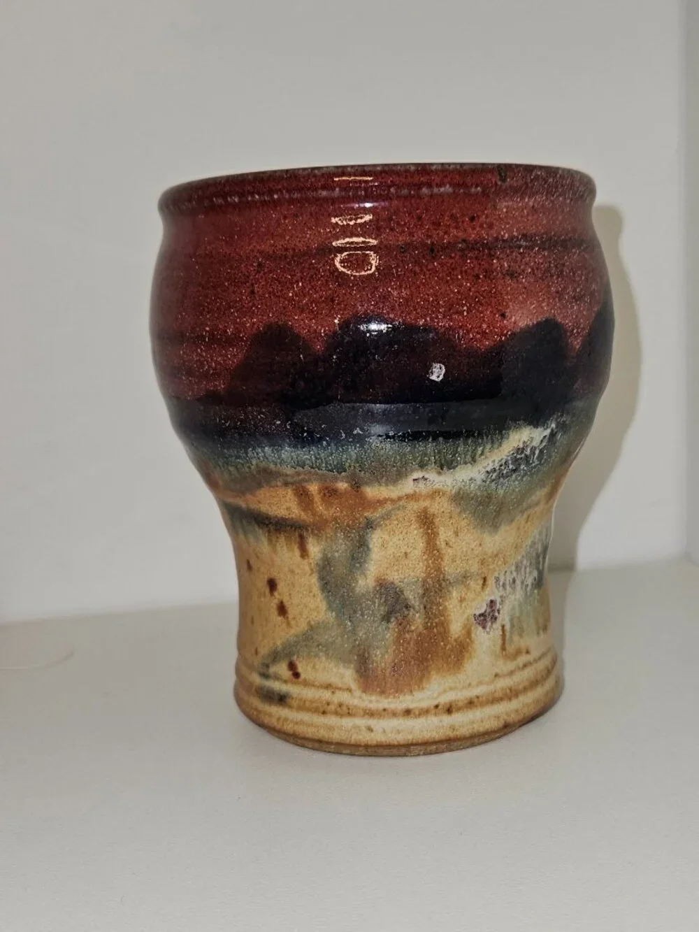 Carl Sheehan Fire Hole Pottery Studio Art Ceramic Tumbler Vase Signed